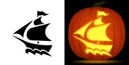 Pirate Ship Pumpkin Stencil